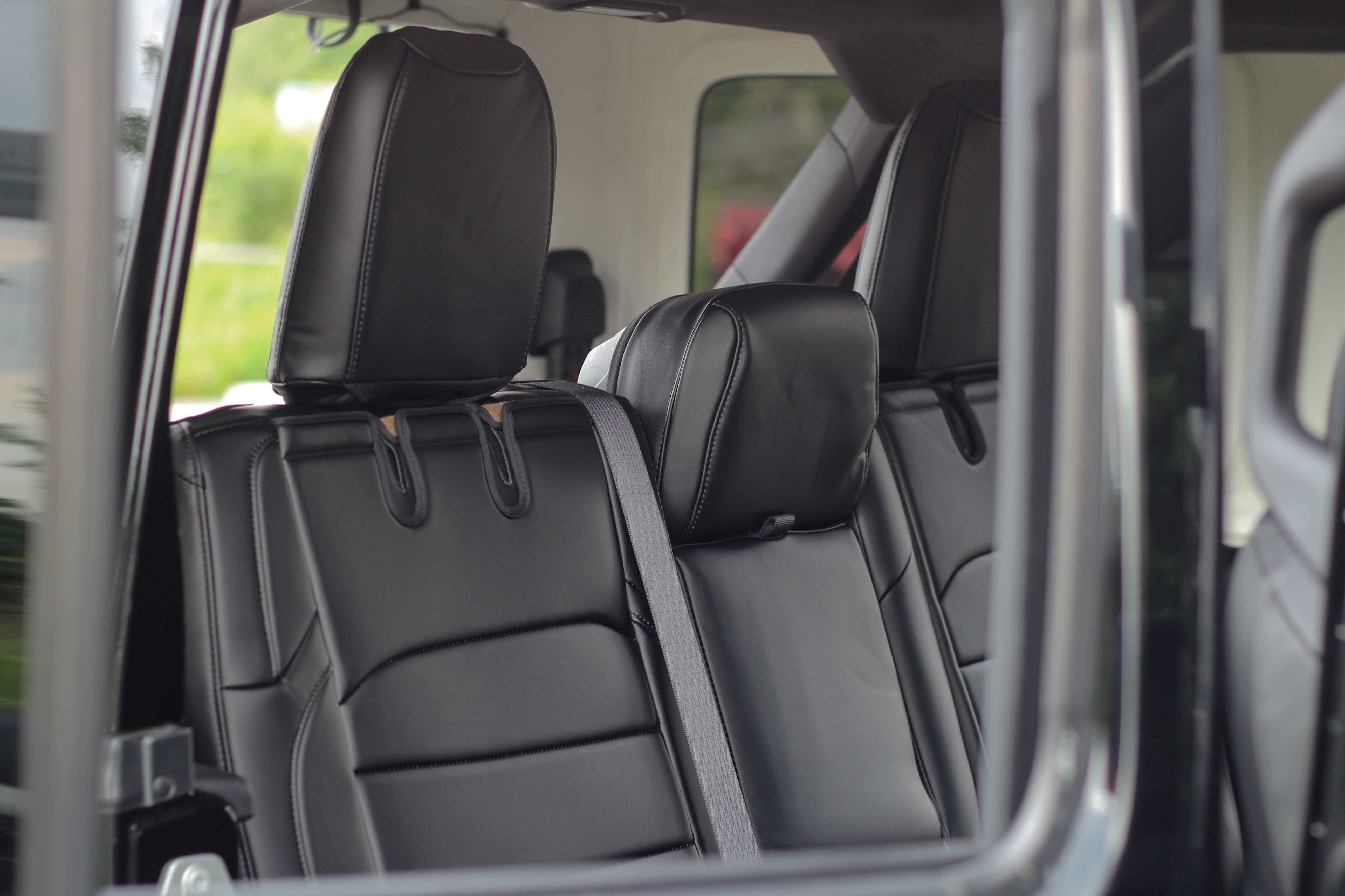 Black Napa Leather Seat Covers Jeep Wrangler JLU