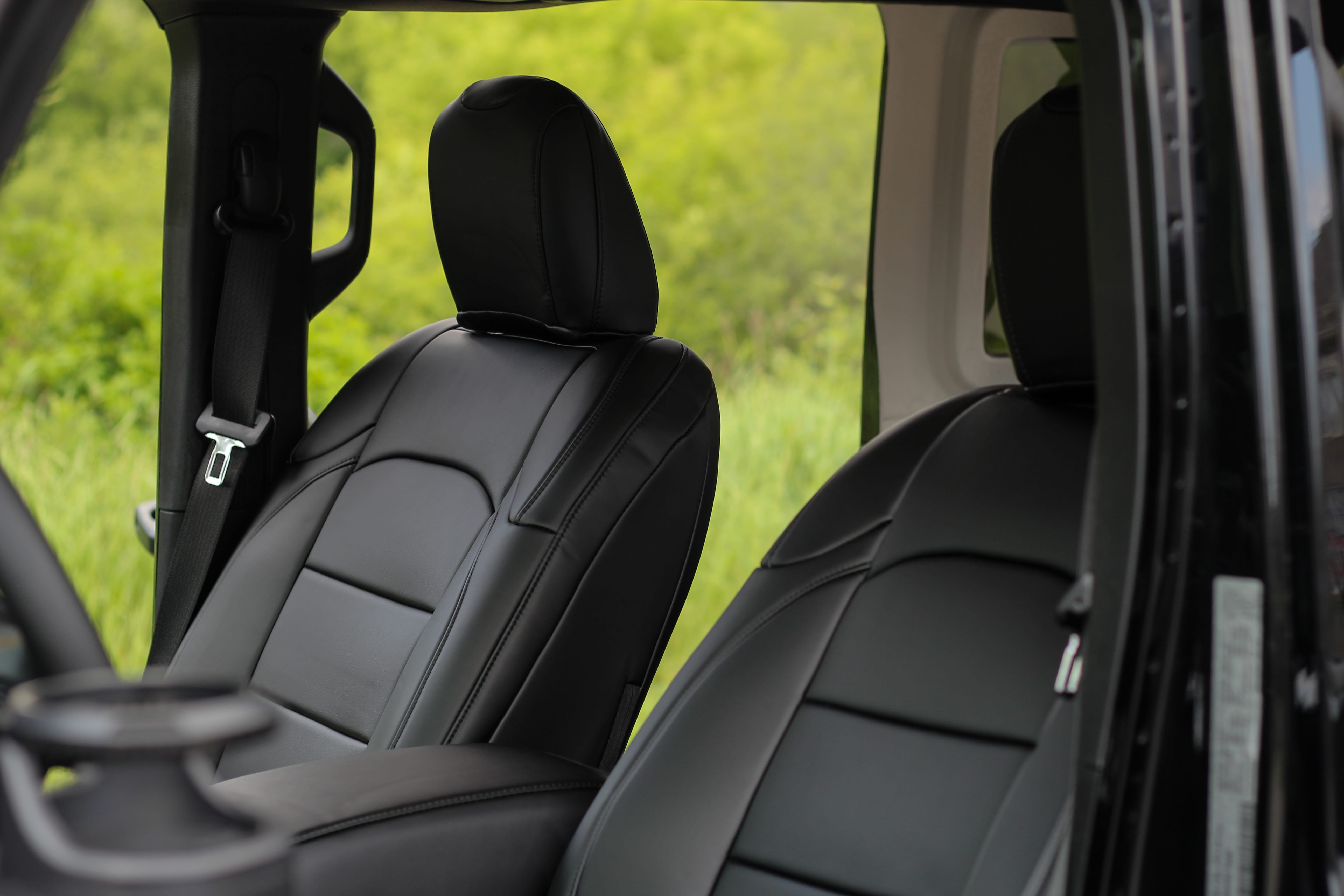 Black Napa Leather Seat Covers Jeep Wrangler JLU