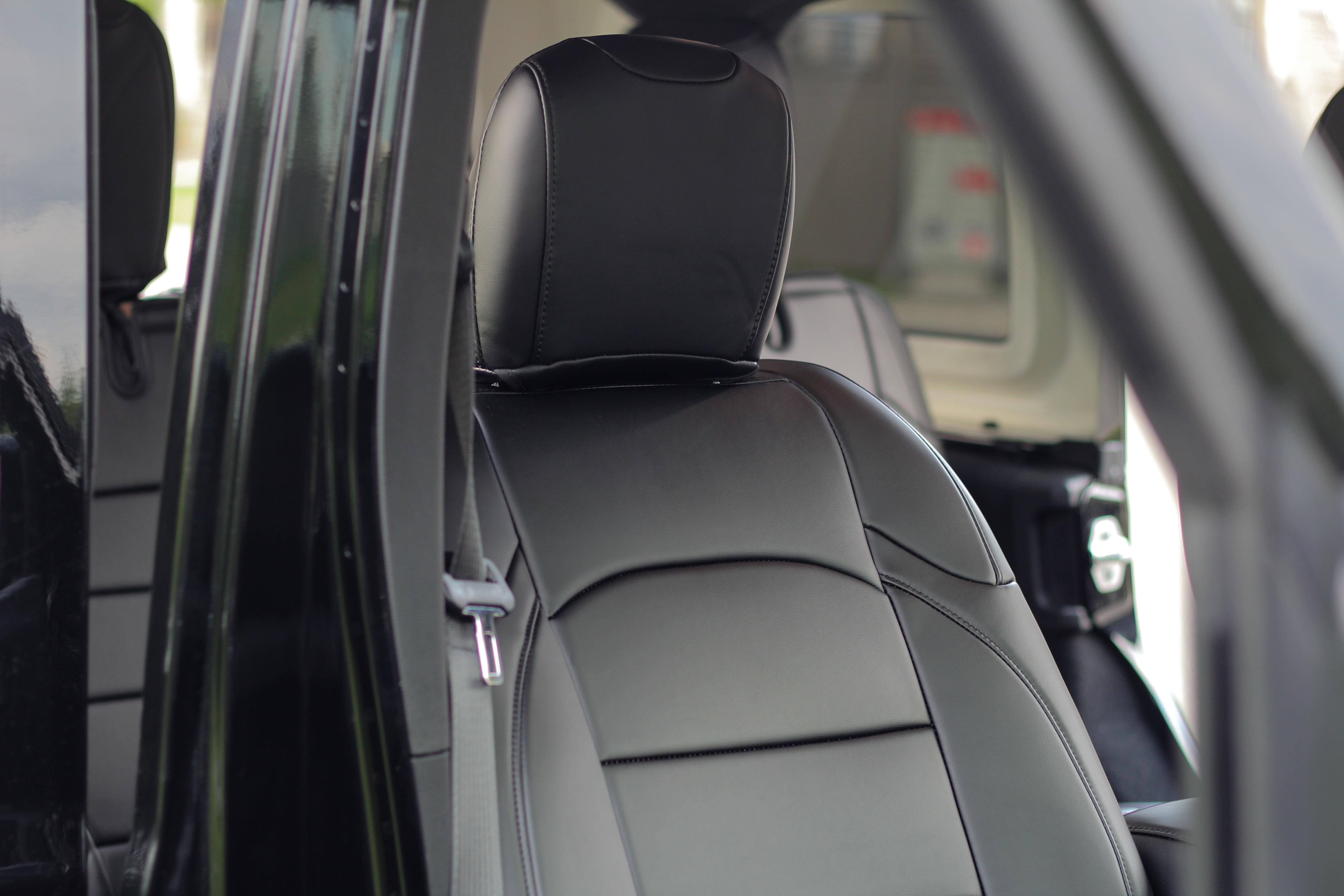 Black Napa Leather Seat Covers Jeep Wrangler JLU