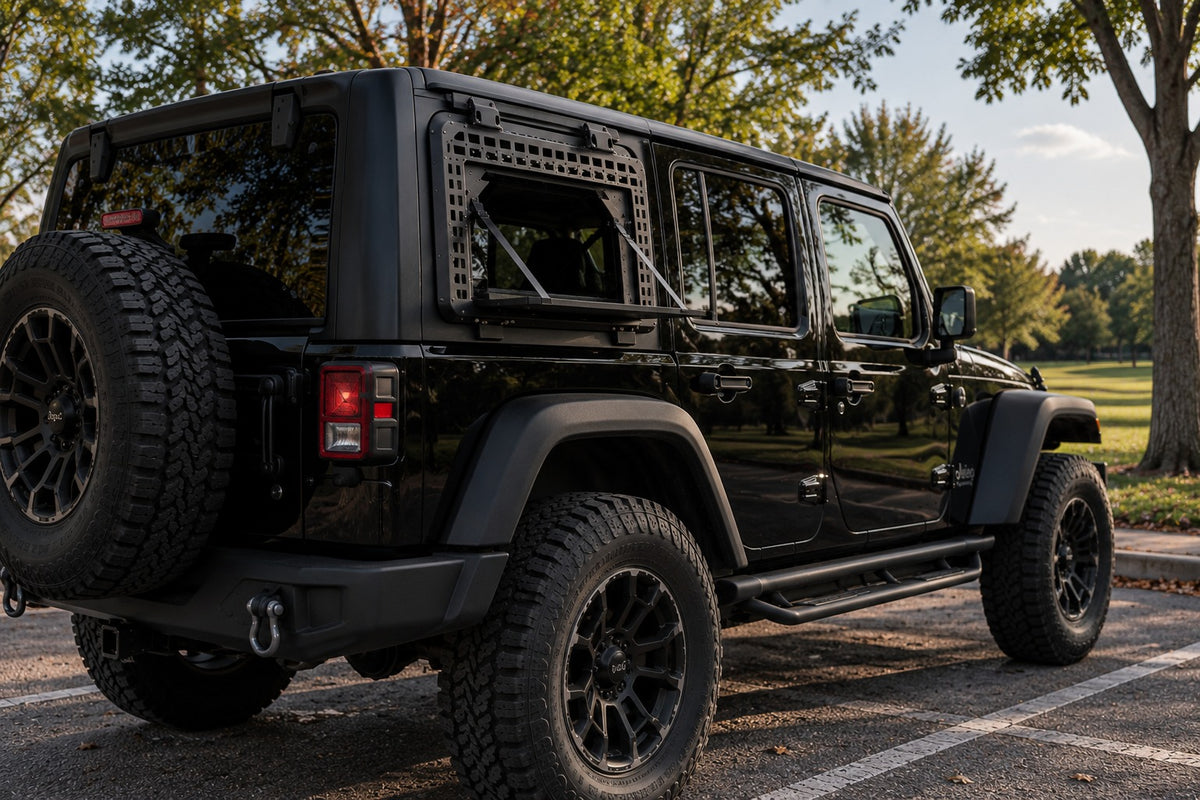 No-drill Jeep Wrangler JL MOLLE panel with mounting hardware