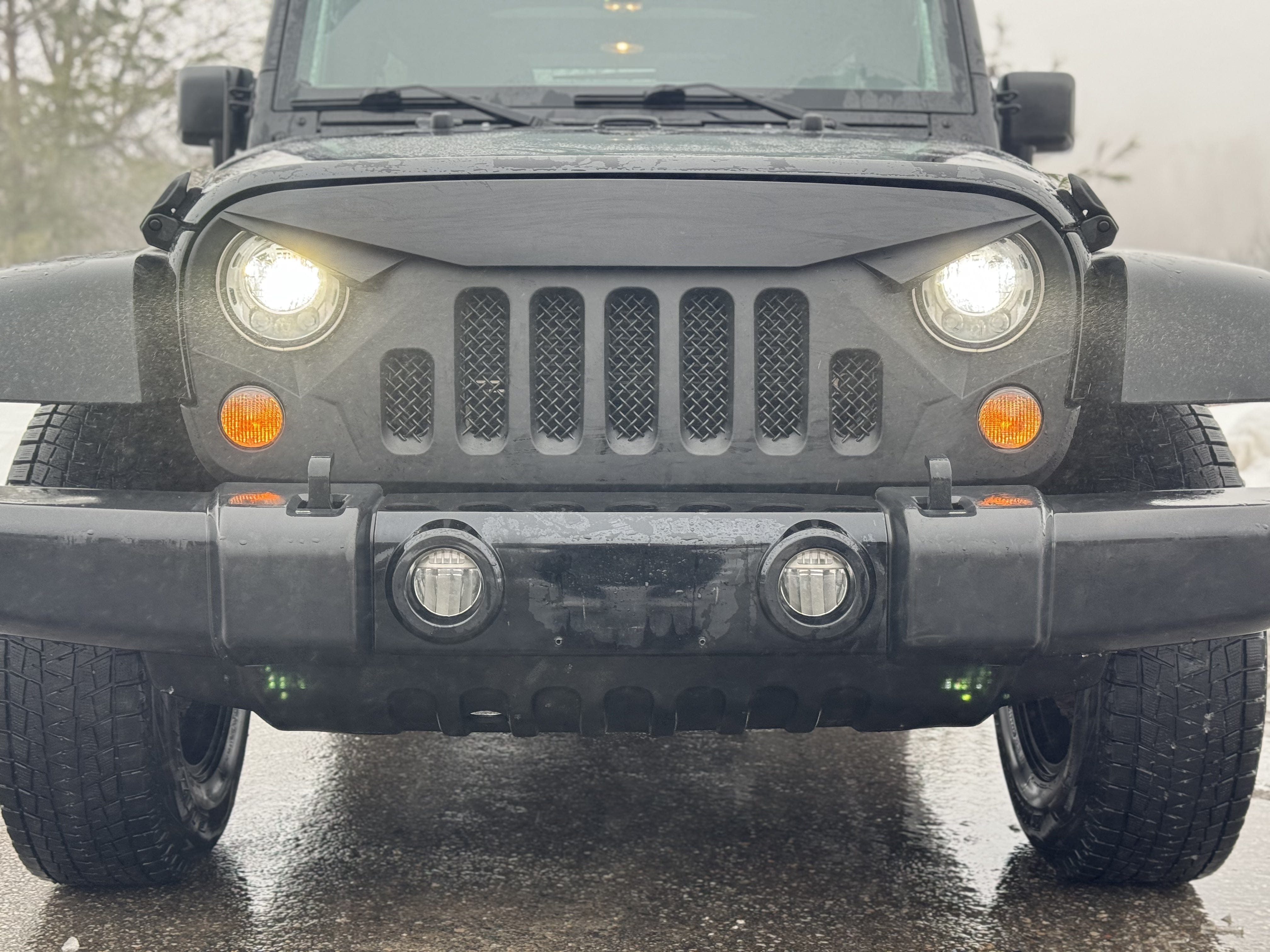 close up of Jeep Wrangler JK Angry Grill