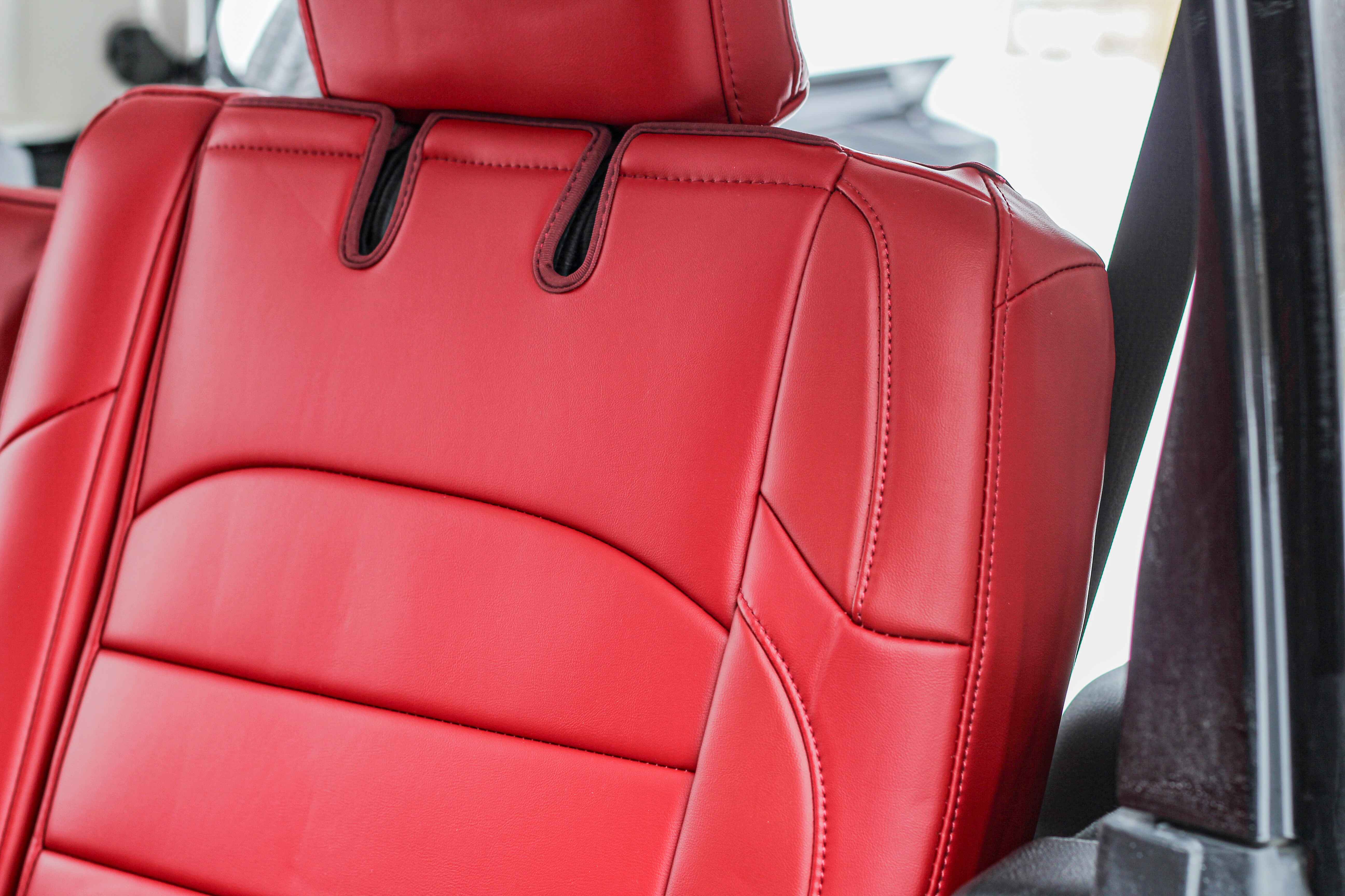 Red Napa Leather Seat Covers Jeep Wrangler JLU