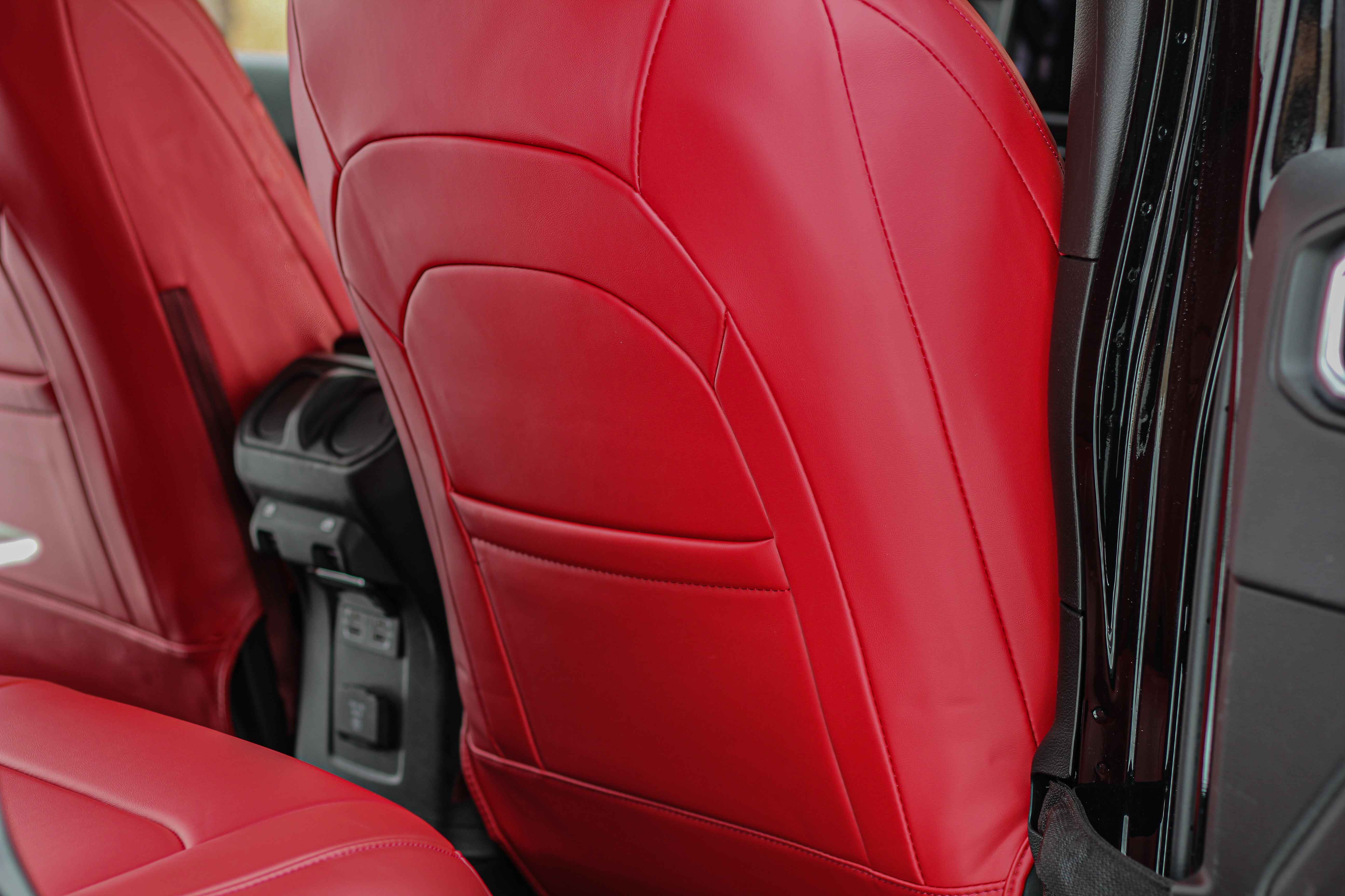 Red Napa Leather Seat Covers Jeep Wrangler JLU