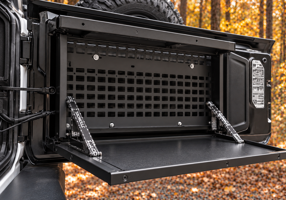 Jeep Wrangler JK & JL Tailgate Storage Box with Fold-Down Table